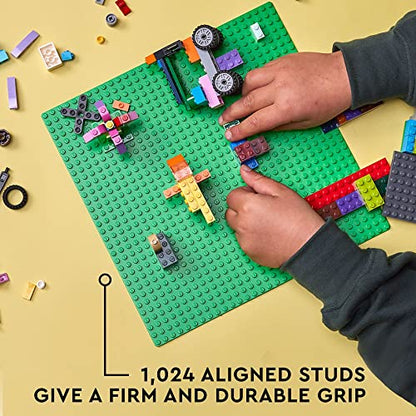 LEGO Classic Green Baseplate, Square 32x32 Stud Foundation to Build, Play, and Display Brick Creations, Great for Grassy Nature Landscapes, 11023,4+ Years - style: Paper package