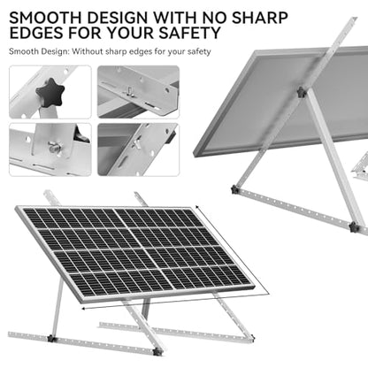4-Pack 45" Heavy-Duty Solar Panel Mount, Adjustable 0-90° Tilt Angle Anodized Aluminum Frame, Compatible with 100-400W Solar Panels for RV Roof, Boat, Camper & Off-Grid Use - size: 45 IN 4 Set