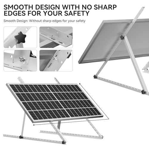Upgraded 47in 4 Sets Adjustable Solar Panel Tilt Mount Brackets, Foldable Tilt Legs, Support 100 200 300 400 500 Watt Solar Panels 4-8Pcs, Solar Panel Stand for Roof, Off-Grid, RV and Boat - size: 47 IN 4 Sets