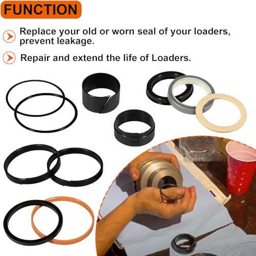 G109452 G105548 1543252C1 Hydraulic Cylinder Seal Kit Fit for Case 350 350B 450 450B 480 480C 480E 580C 580D 580E 550G Loader Bucket Tilt/Bucket Ripper Dipper(Rod: 1.50", Bore: 3”)