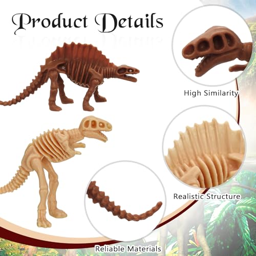 30 PCS Dinosaur Fossil Skeletons, Assorted Dinosaur Skeleton Toys Figures for Science Play Dino Sand Dig Party Favor Decorations - style: Light and brown
