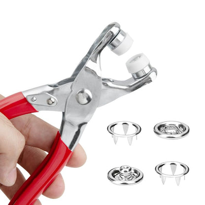 GTAAOY 9.5 mm Metal Snaps Buttons with Snap Pliers, 100 Set - color: 5 Colors Hollow Prong Snaps