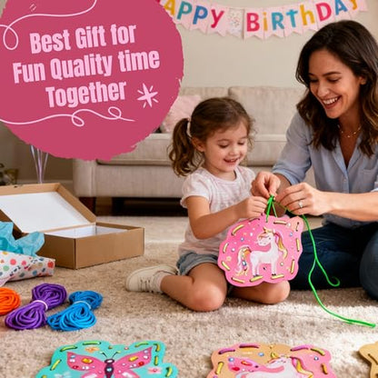 Lacing Cards for Kids Ages 3-5 - 8 Princess Sewing Cards, Toddler Toy