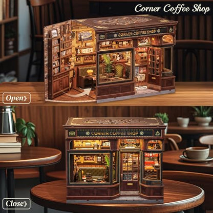 CUTEBEE Book Nook Kit, DIY Miniature House Coffee Shop Dollhouse