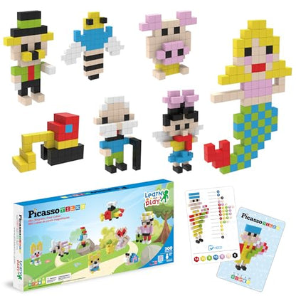 Picasso Cubes 0.5” Pixel Magnetic Puzzle Cube 200 Piece Mix & Match Sensory Toys STEAM Education Learning Building Block Magnets Children Construction Toy Set Stacking Magnet Creative Kit PMC200 - style: 200pc