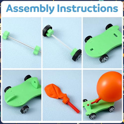 Shappy 24 Sets Car Balloon Powered Racers Balloon Launcher & Powered Car Set Fun Party Gifts Fun Educational Assembly Kit Birthday Party Prizes Presents Easy Science Experiment (Multicolor) - color: Multicolor