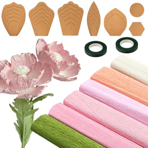 6 Colors Crepe Paper Kit 17 x 98 Inch, Pink and Green Series - color: Pink and Green Series