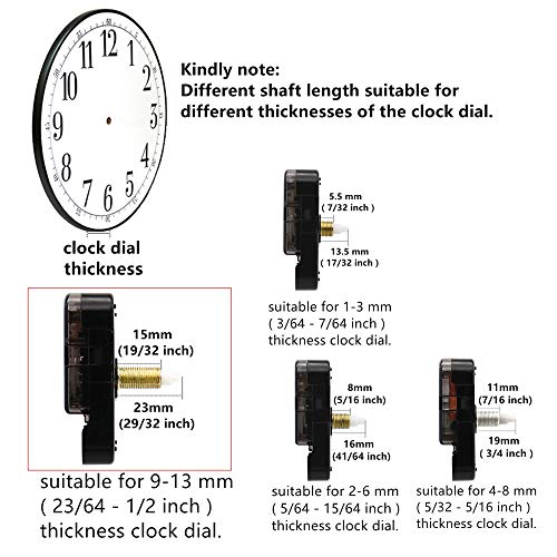 Youngtown 12888 Quartz Clock Mechanism Replacement 29/32" Shaft Clock Parts - size: 29/32 inch total shaft length