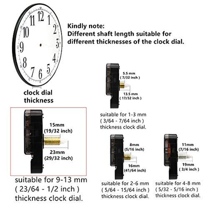Youngtown 12888 Quartz Clock Mechanism Replacement 29/32" Shaft Clock Parts - size: 29/32 inch total shaft length