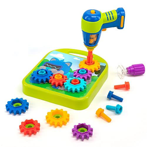 Educational Insights Design & Drill Gears Workshop - Kids Drill Set for Toddlers 3-5, Take Apart STEM Construction Toys for Kids, Toy Tool Set with Working Power Tools, Creative Engineering Sets