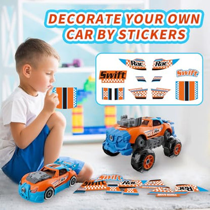 Pup Go 43 Pcs Take Apart Car for Boys Ages 3-8 Year, Build Your Own Car Set - color: Orange