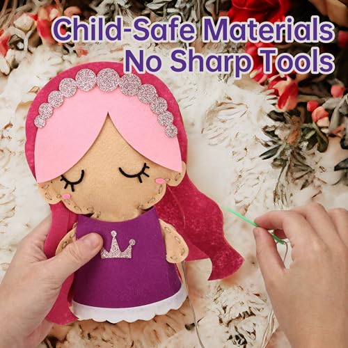 Cymbana Kids Sewing Kit, Make Your Own 5 Princess Felt Crafts Set for Girls - color: Princess