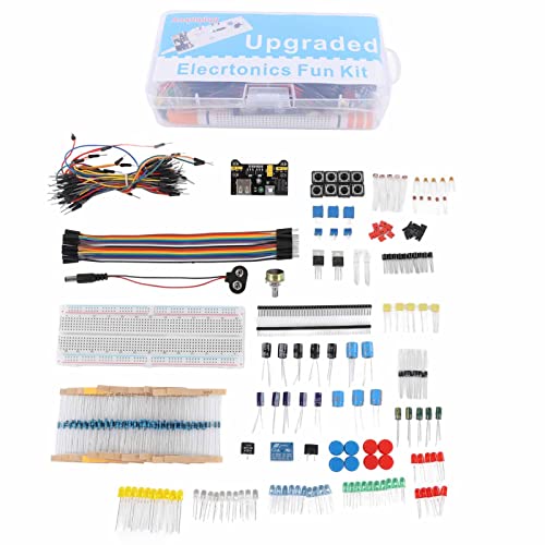 Electronics Component Kit, Starter Fun Assortment with Breadboard Resistor Capacitor Diode Module, for Beginners Learning to Program R3 Development Board