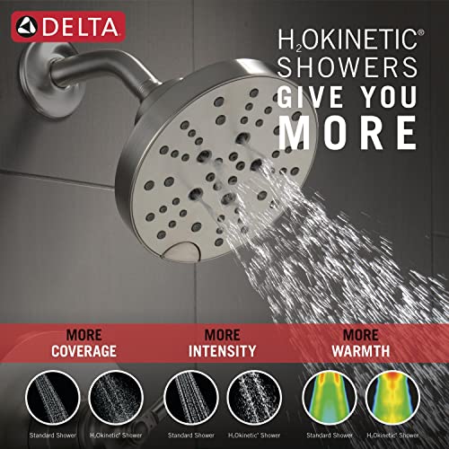Delta Faucet Saylor 17 Series Brushed Nickel Shower Valve Trim Kit with H2Okinetic Shower Head, Delta Shower System, Shower Faucet Set, Shower Head and Handle, Stainless T17235-SS (Valve Not Included) - color: Brushed Nickel