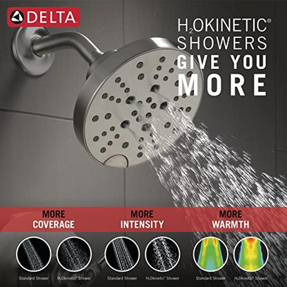 Delta Faucet Saylor 17 Series Brushed Nickel Shower Valve Trim Kit with H2Okinetic Shower Head, Delta Shower System, Shower Faucet Set, Shower Head and Handle, Stainless T17235-SS (Valve Not Included) - color: Brushed Nickel