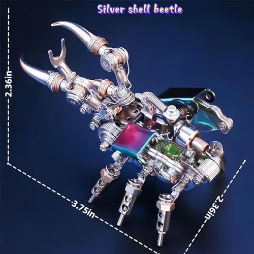 Adult 3D Metal Puzzle, Punk Beetle Metal Model Set, 3D Puzzle Mechanical Insect Building Blocks, Fun DIY Assembly, high-end Men's Gifts. - color: Silver Shell Beetle