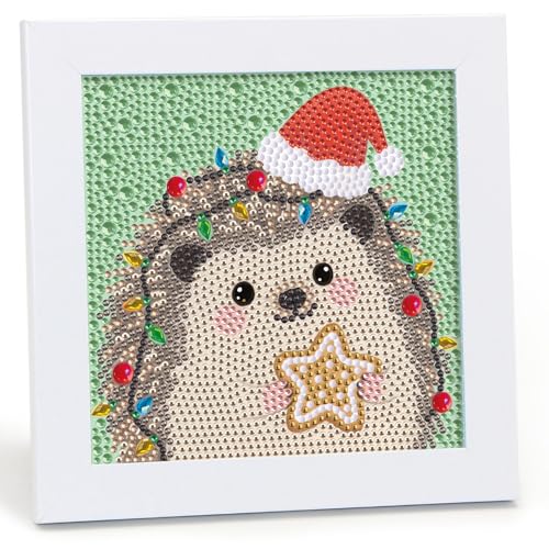 Libfx Diamond Art Kits for Kids with Frame Diamond Art for Girls Boys Beginners Arts and Crafts Birthday Gifts (Christmas Hedgehog) - color: Christmas Hedgehog