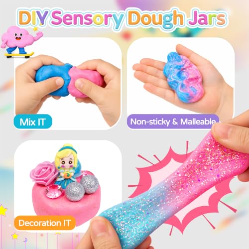 8-Pack Sensory Dough Jars, Reusable Play Kit for Kids, Non-Toxic