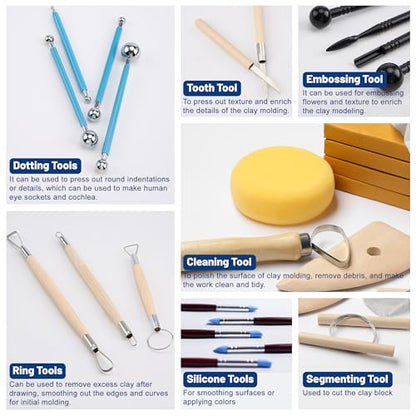 Pottery Clay Sculpting Tools Set, 61 Pcs
