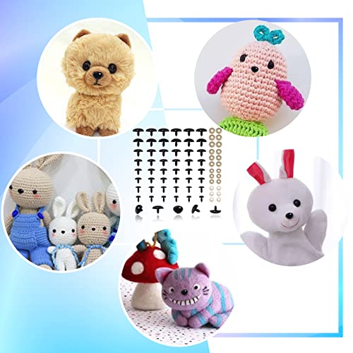 TOAOB 114pcs Black Safety Noses for Amigurumis Plastic Animal Safety Noses - color: Black