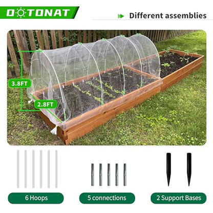 Garden Hoops for Raised Beds- Rust Free Fiberglass Frame Plant Hoops with Support Bases -Greenhouse Hoops Grow Tunnel , 72pcs，Vanilla - style: Vanilla-72pcs