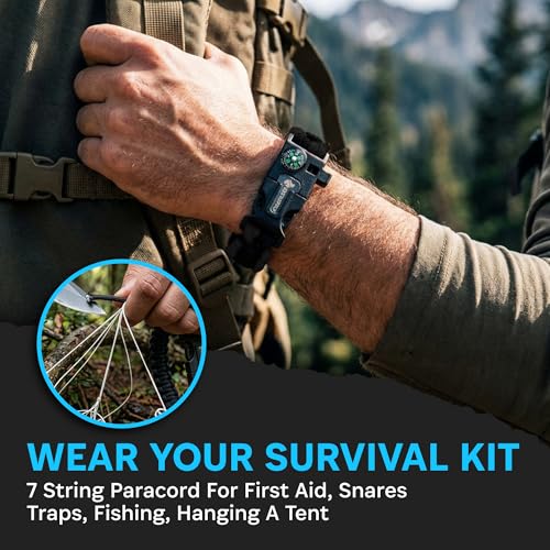 Tactical Paracord Survival Bracelets - style: 2 Pack Black Bracelets
