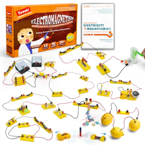 Teenii Electricity and Magnetism Kit for Kids, STEM Science Experiments with Electric Circuits, Educational Physics Toy, Science Discovery Game for Boys and Girls 8+, 50 Pieces