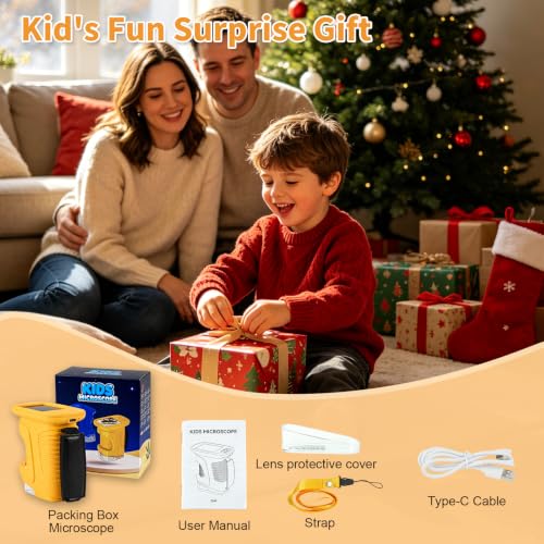 1000X Handheld Microscope for Kids,Mini Pocket Digital Microscope-Yellow - color: Yellow