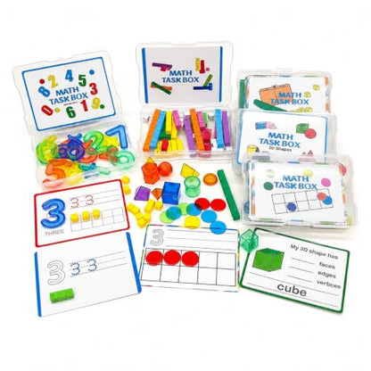 Task Boxes Set of 5 Math Manipulatives Themes with Activity Cards - color: Mixed Set