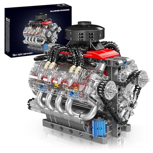Nueris Mini V8 Engine Model Sets - 487 PCS DIY Building Toys Car Motor Kits That Runs - Gift Idea for Adults Boys Girls for Mechanic Engineering Construction - style: 10171