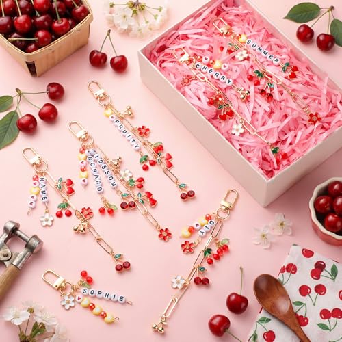 CraftyDream 558 Pcs Cherry Charm Keychain Making Kit DIY Crafts - style: Cherry