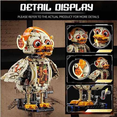 Mechanical Duck Building Blocks Set, STEM Rotating with Moving Wings - color: Duck