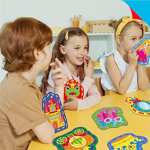 9 Pieces Kids Lacing Cards, Double Sided Sewing Cards in 9 Princess Theme Cards with 9 Colorful Laces, Imagination Development Lacing Toys Games for Children Educational and Learning Activity - color: Princess