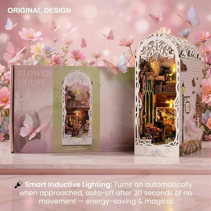 DIY Book Nook Kit Wooden Miniature with LED Lights
