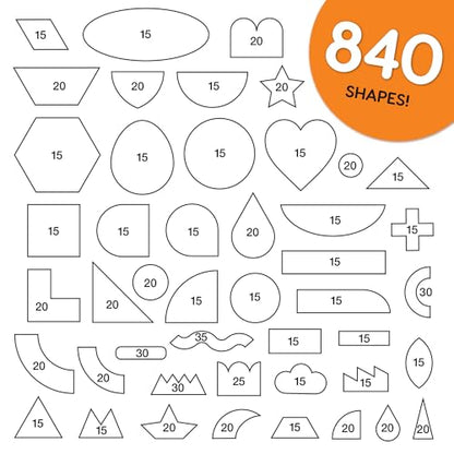 ARTshapes Punch-Out Paper Shapes, Happy, 840 Piece, Classroom Decor - color: Purple,Pink,Yellow,Green,Blue