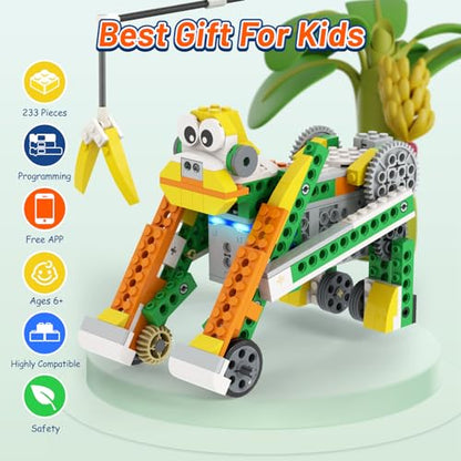 Apitor Q Robot Building Kit, 20-in-1 Programmable APP RC Car Robotics Coding Kit, STEM Projects Educational Birthday Gifts for Boys Girls Kids Aged 6-12 (233 Pieces) - style: Robot Q(Entry-level)
