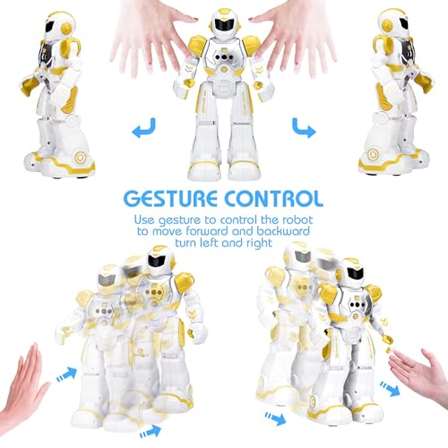 KingsDragon Robots Toy for Kids, RC Robot Gesture Sensing Smart Toy - color: Yellow