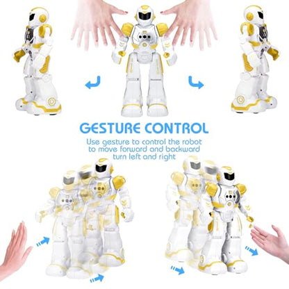 KingsDragon Robots Toy for Kids, RC Robot Gesture Sensing Smart Toy - color: Yellow