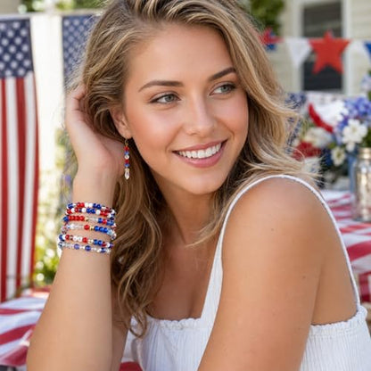 1900PCS Red White and Blue Beads,4th of July Beads Patriotic Star Shaped Bracelet Beads American Pony Beads Memorial Day DIY Jewelry Making Crafts - color: Red Blue