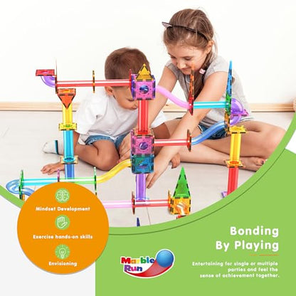 PicassoTiles 150pc Magnetic Marble Run Track Set STEM Construction Toy with Slides Ramps and Tubes Educational Magnet Tile Building Kit Kids Age 3 Plus Learning Gift for Boys Girls Preschool PTG150 - color: Marble Run 150 Pcs
