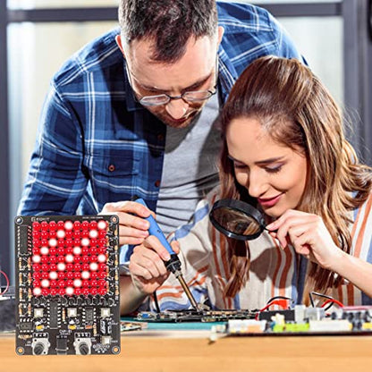ICSTATION LED Chasing Soldering Project, LED Soldering Learning Kit with Knob Control 81 LEDs Soldering Practice Board for College STEM Electronics Education
