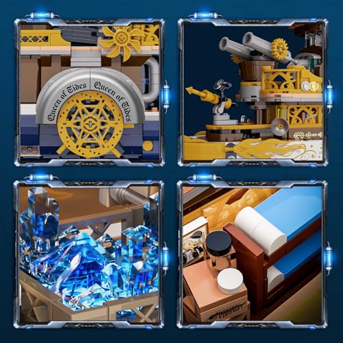 Lumibricks Steampunk Steamship Lighting Building Bricks Set - Steamboat Model Pirate Ship Destroyer Playset Collection Display kit with Minifigures 1792 Pcs for Adults & Teens & Steampunk Lovers