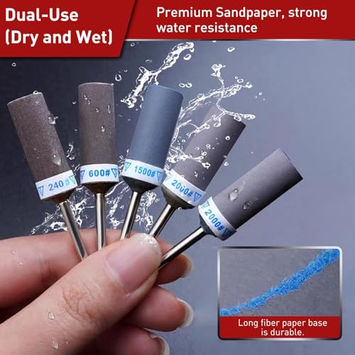 Sanding Drum Sanding Sticks Fit Dremel Rotary Tool,25PCS 1/8" Shank,180/240/600/1000/1500/2000 Grits Different Meet More Needs for Metal Rust Removal/Stone Grinding/Jade Polishing - size: Mixed 1