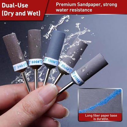 Sanding Drum Sanding Sticks Fit Dremel Rotary Tool,25PCS 1/8" Shank,180/240/600/1000/1500/2000 Grits Different Meet More Needs for Metal Rust Removal/Stone Grinding/Jade Polishing - size: Mixed 1