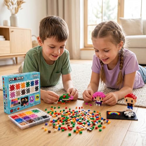 Pix Brix Pixel Puzzle Building Bricks, 6,000 Piece Container, Dark Palette - color: Dark, size: 6000pc