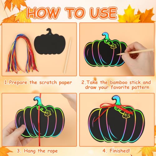 JULMELON 36Pcs Fall Thanksgiving Scratch Art for Kids, Magic Rainbow Paper - style: Thanksgiving Crafts