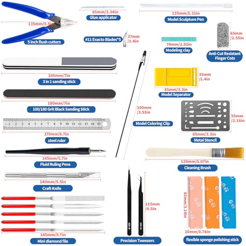 40Pcs Modeler Basic Tools Craft Set Compatible with Gundam, Hobby Building Tools for Model Assembling, Building and Repairing