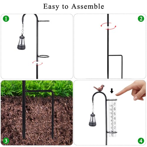 Hummingbird Rain Gauge Outdoor, Solar Rain Gauge - color: Street-Lamp