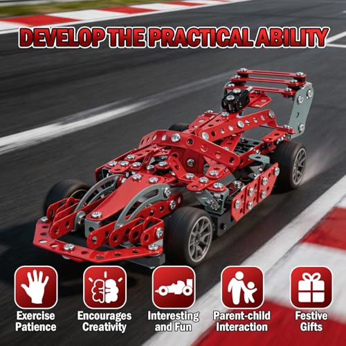 STEM Assembled Model Car Kit Building Toy, 289 Pieces STEM Toys for Age 8-13, Metal Model Kit Gifts for Teenage Boys & Girls 8+ - style: Car
