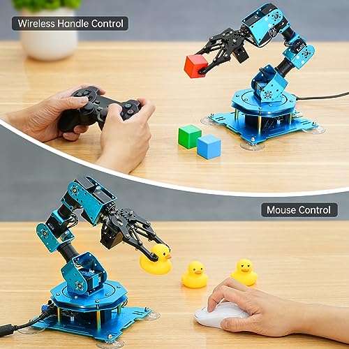 Robotic Arm for Arduino Coding Programming 6DOF Hiwonder-xArm1S STEM Educational Building Robot Arm Kits, 6 AXIS Full Metal Robotic Arm Wireless Controller/PC/App/Mouse Control Learning Robot - style: Hiwonder-xArm1S